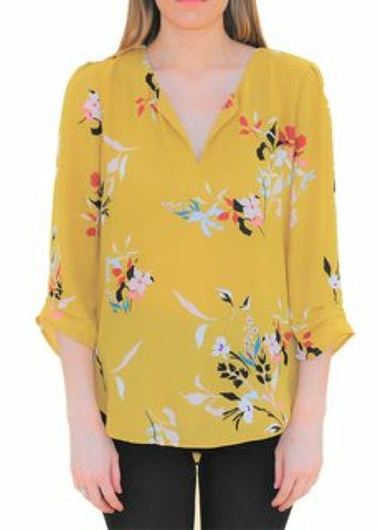 DR2 3/4 SLEEVE V-NECK BLOUSE