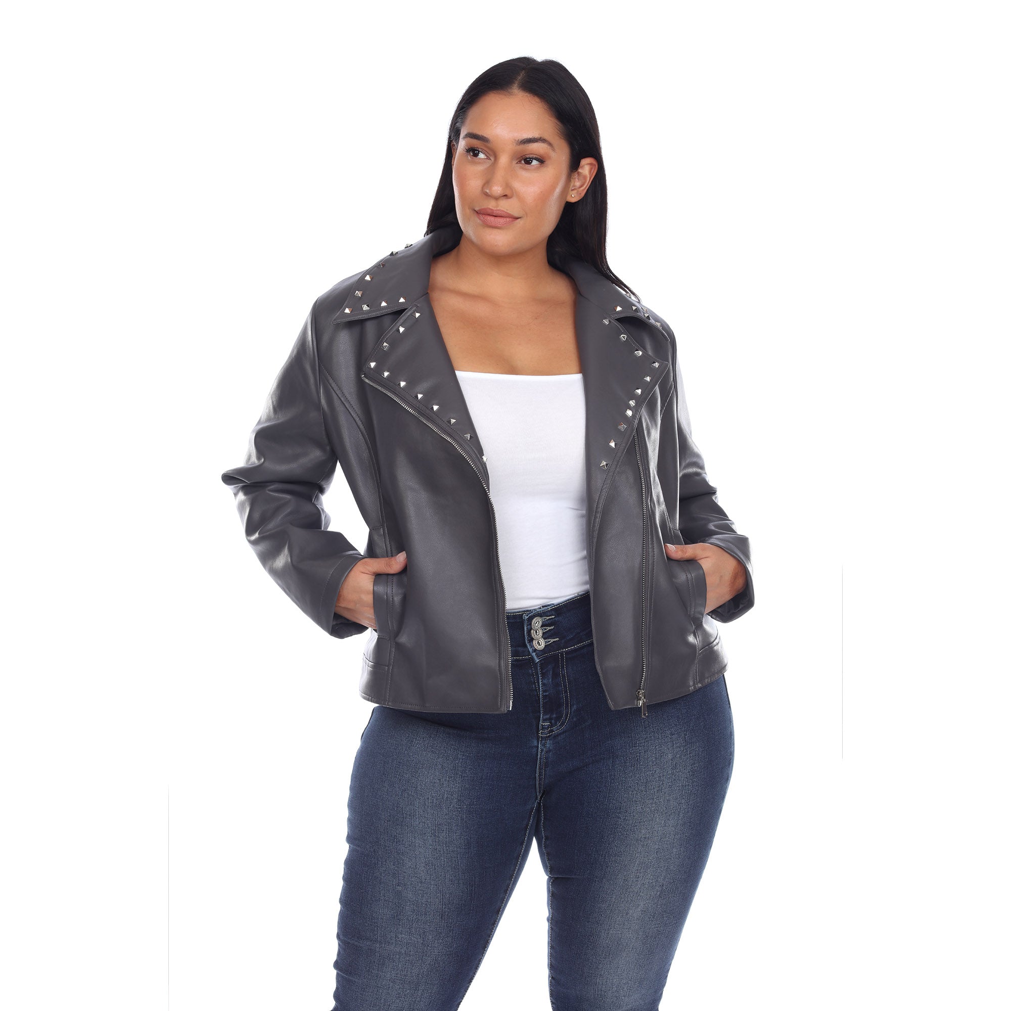 Nina Parker Trendy Plus Size Faux Leather Blazer Sheer Top Faux Leather  Pants - ShopStyle