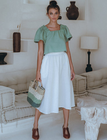  LAURENT LINEN MIDI SKIRT