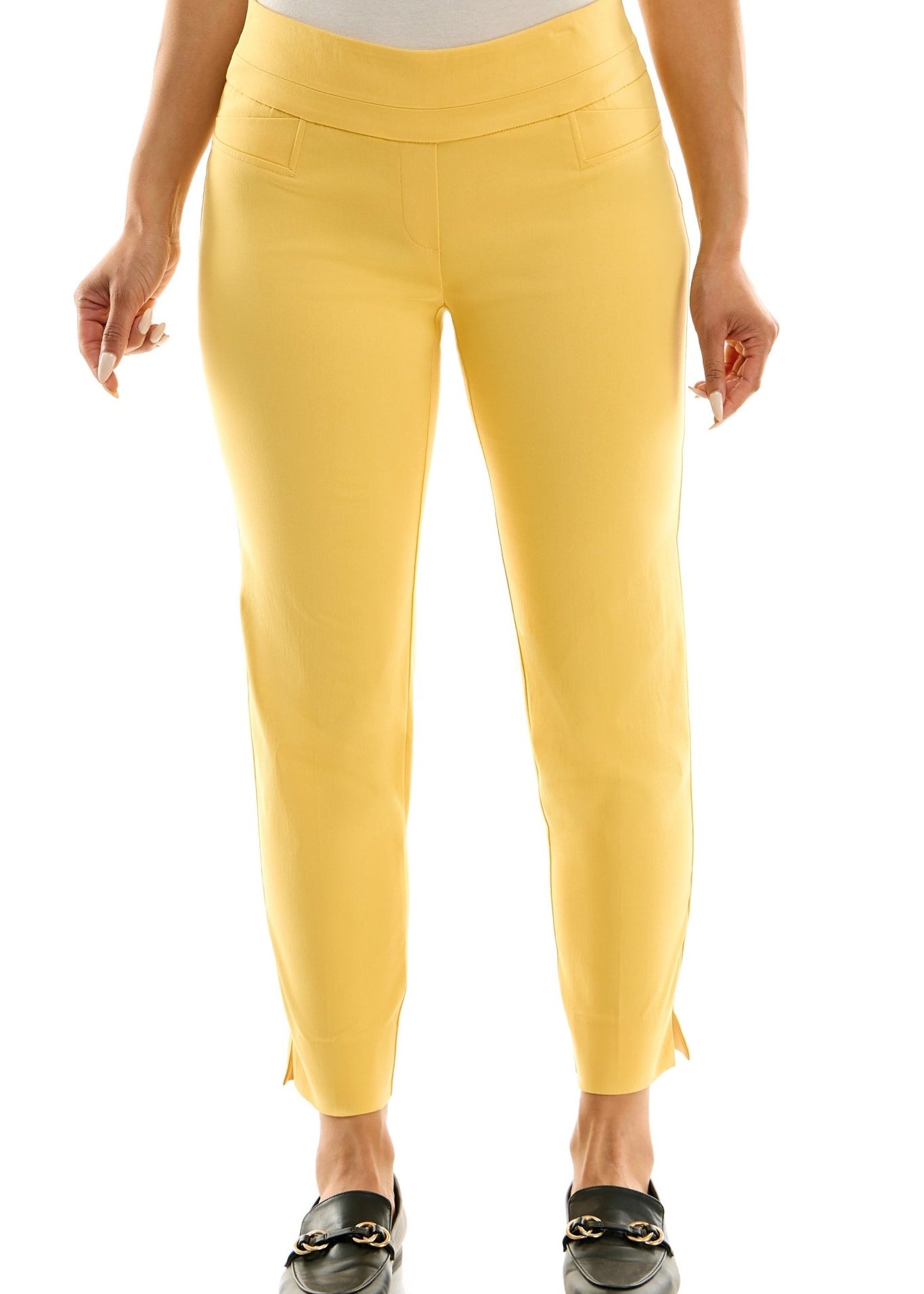 JWZUY Womens Slim Fit Pant Elastic Waist Ankle Pants Design Pants Pencil  Trouser Ruched One Leg Size Zipper Pant Yellow XXL
