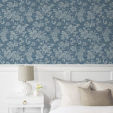 SC20802 floral vinyl wallpaper bedroom from the Summer House collection by Seabrook Designs