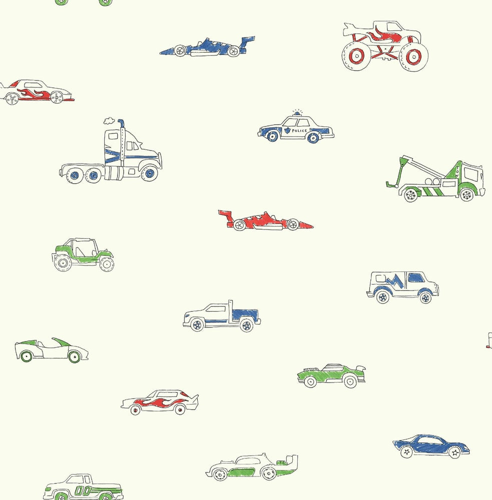 Seabrook Designs Playdate Adventure Traffic Jam Kids Wallpaper