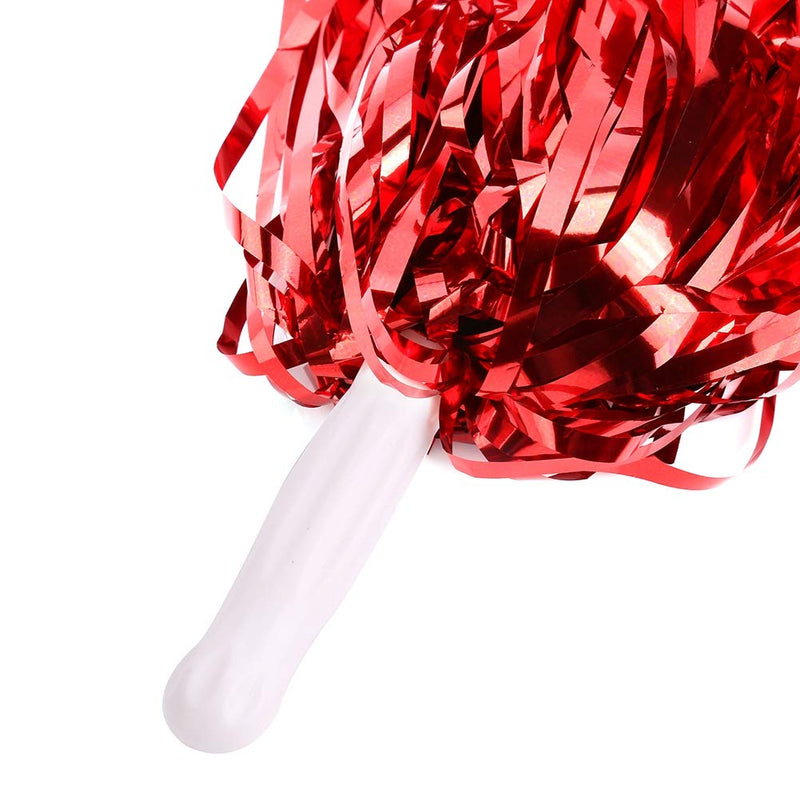[AUSTRALIA] - Vbestlife 6 Pack Cheerleading Pom Poms Cheerleading Metallic Foil & Plastic Ring Pom Poms Cheerleading Poms, Squad Cheer Sports Party Dance Accessories for Sport Kids Adults Team Spirit Cheering Red 