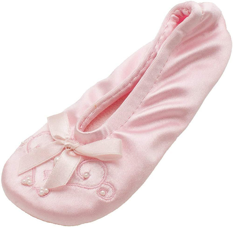 [AUSTRALIA] - isotoner Satin Pearl Ballerina Girl's Slippers 7-8 Little Kid Pink 