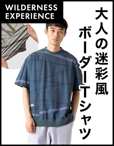 WILDERNESS EXPERIENCE Begin別注 イレギュラーなマルチボーダーポケットTシャツ