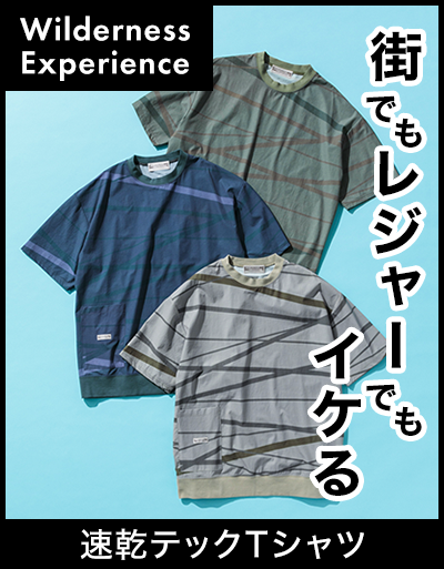 WILDERNESS EXPERIENCE Begin別注 イレギュラーなマルチボーダーポケットTシャツ