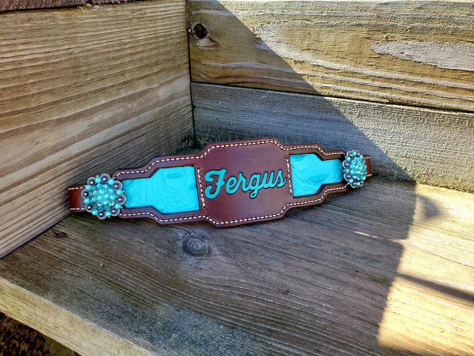 Custom Buckstitch Inlay Noseband with Name – TTT-Custom-Leather-