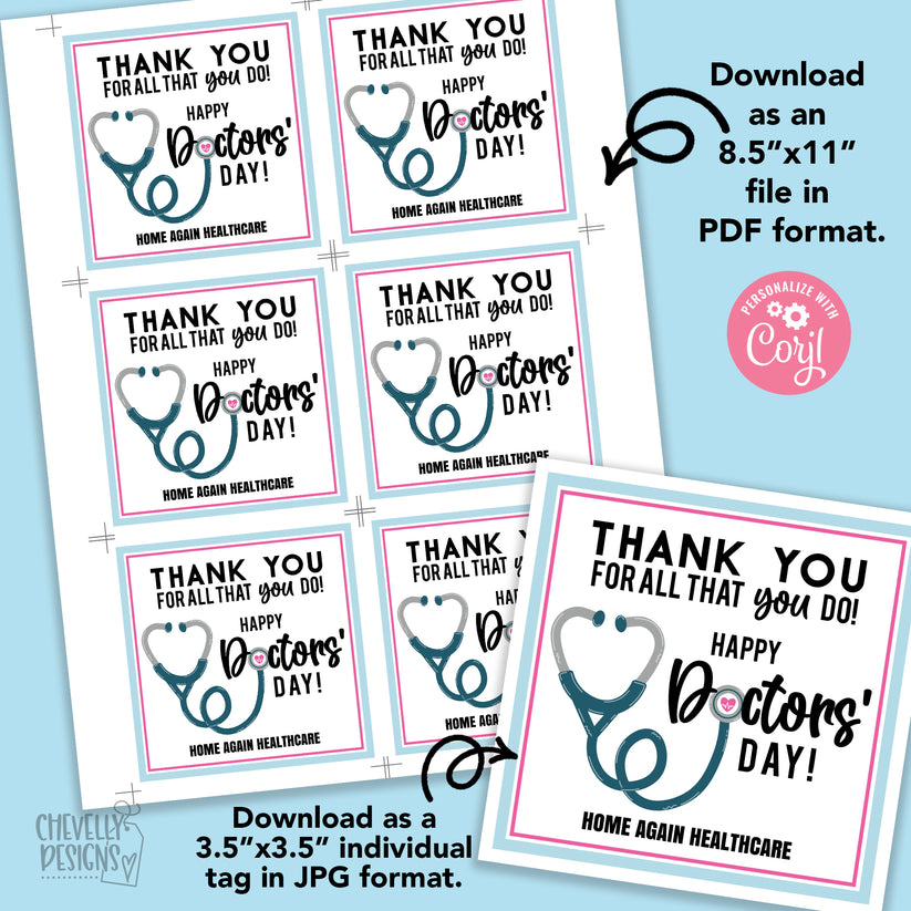 Editable - Doctors' Day - Doctor Appreciation Gift Tags - Printable ...