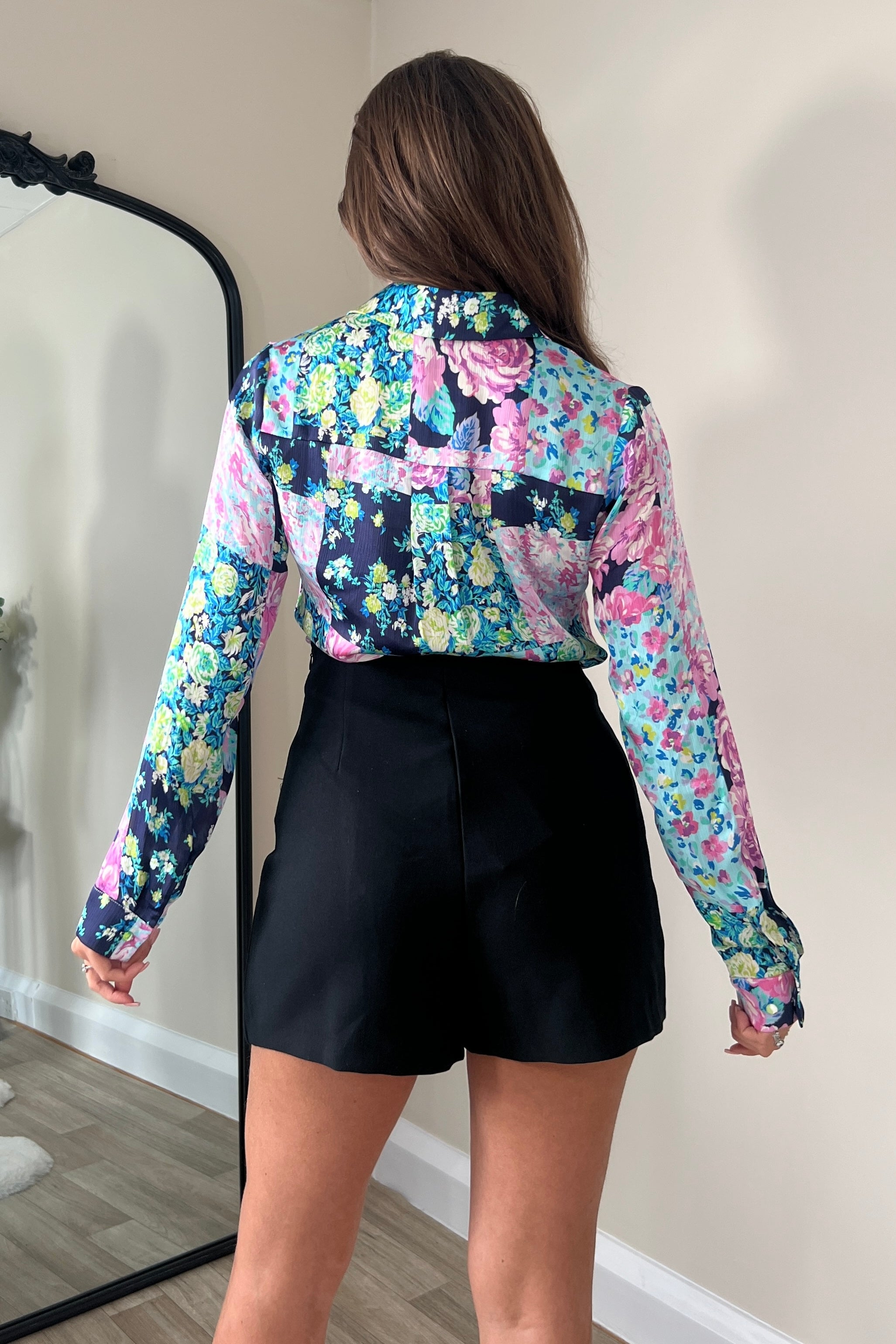 Carlie Blue Mixed Print Shirt