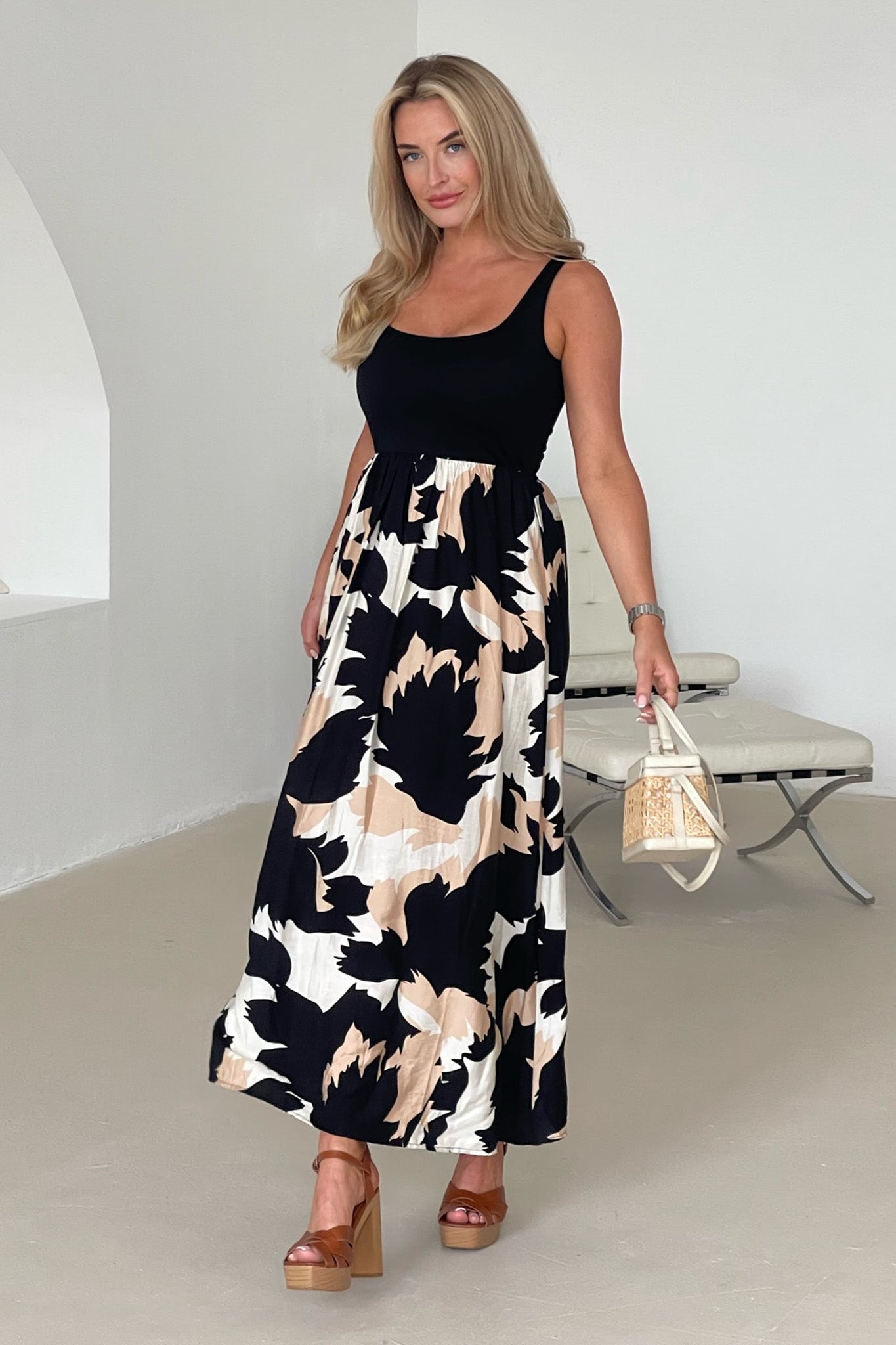 Amaya Black Animal Maxi Dress