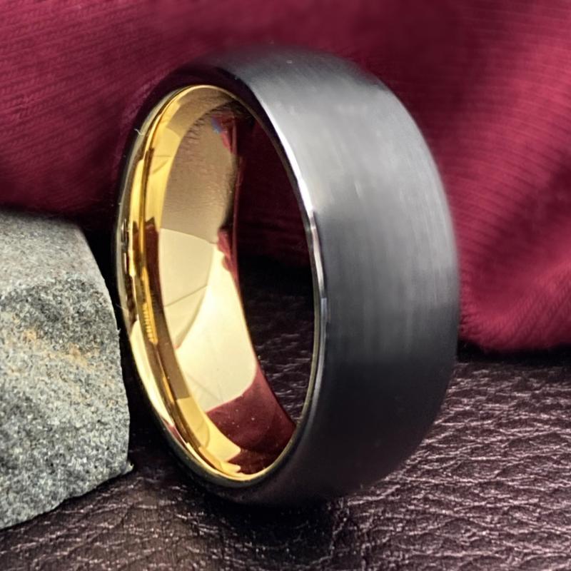 Men Wedding Bands, Tungsten rings, Gold Plated Interior, The Leonidas ...