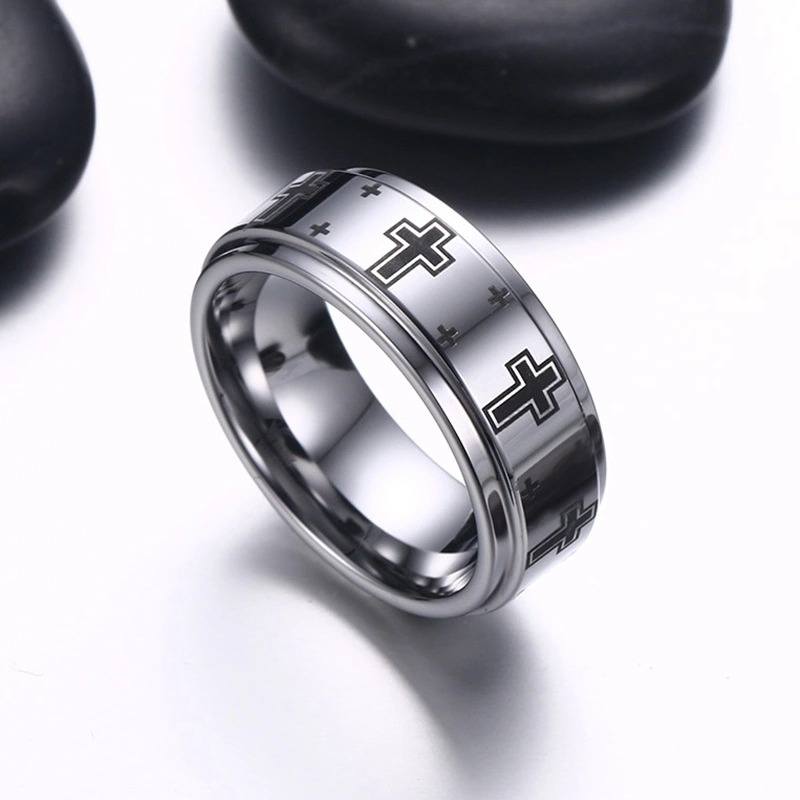 The Apostle | Men's Cross Tungsten Wedding Band – Bands 4 Bros