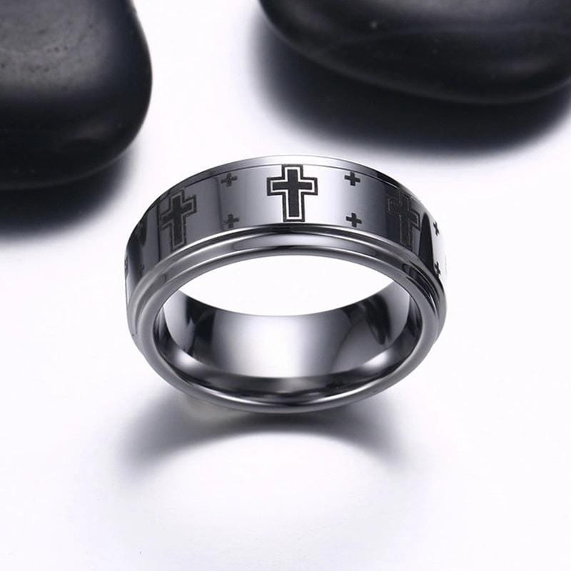 The Apostle | Men's Cross Tungsten Wedding Band – Bands 4 Bros