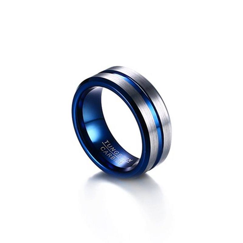Men Wedding Bands, Tungsten rings, Blue and Silver Plated, The Patriot ...