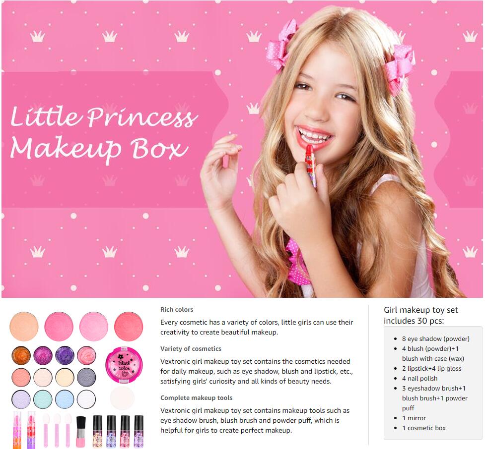 Children's Makeup Cosmetics Playing Box Princess Makeup Girl Toys Play Set  Lipstick Eye Shadow Safety Nontoxic Toys Kit For Kids