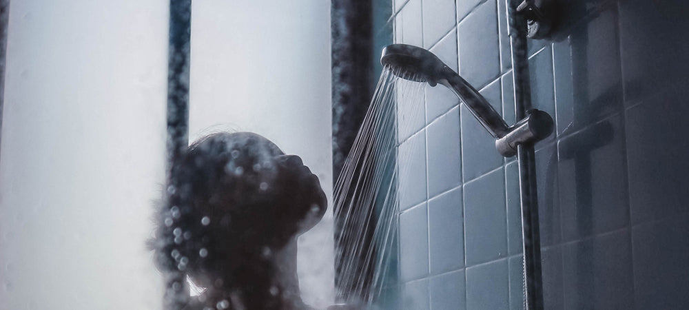 A woman in the shower