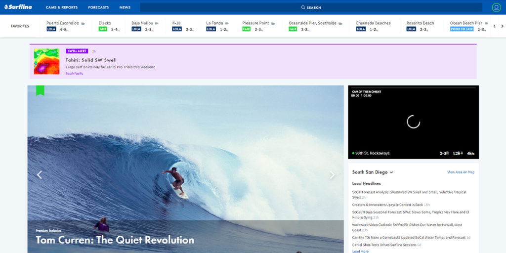 Surfline homepage