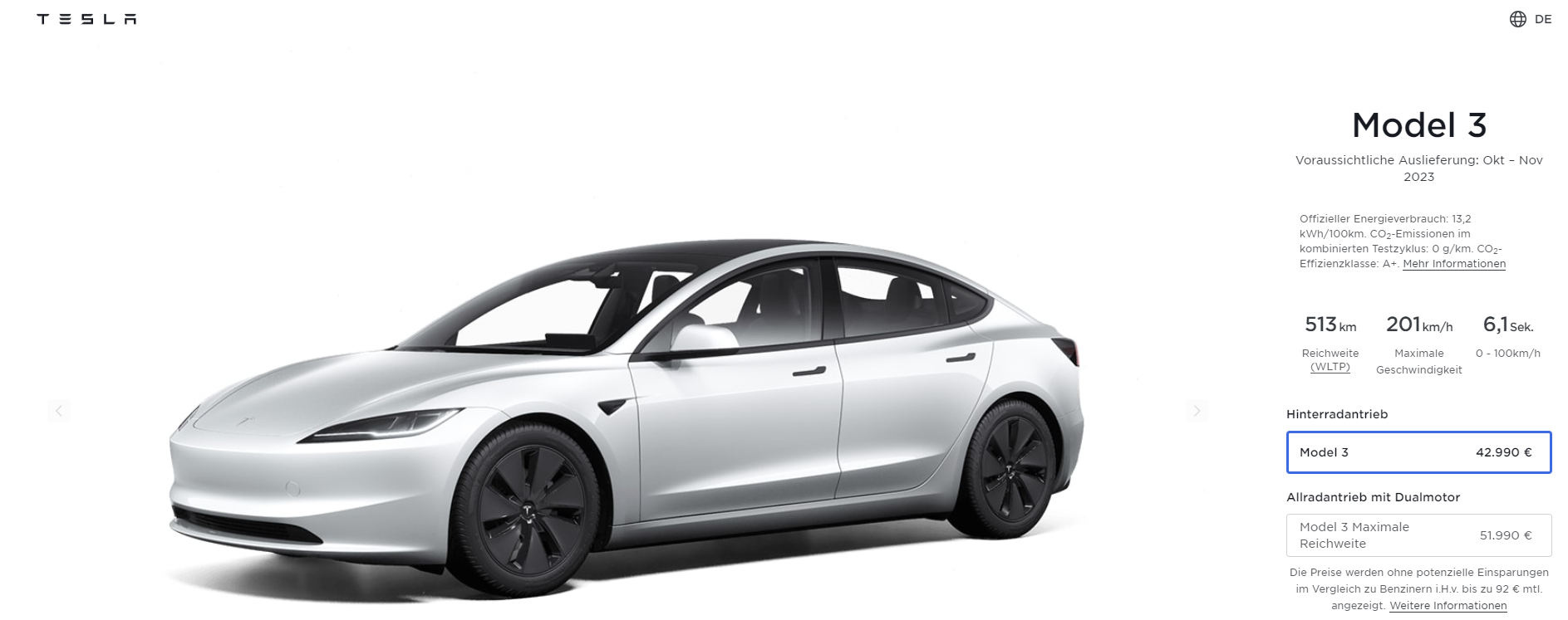 Das Tesla Model 3 2024 Standard Range