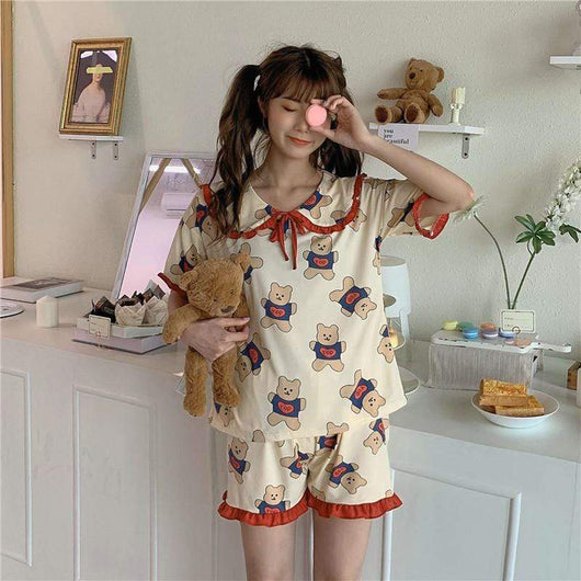 Women s Harajuku Peter Pan Collar Pajamas Kawaiifashion