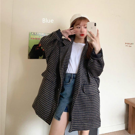 wholesale7.netKorean Style Lapel Plaid Women Suit  Korean fashion trends,  Korea fashion, Korean fashion