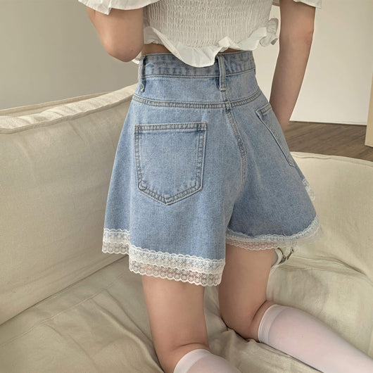 Wide leg clearance denim shorts