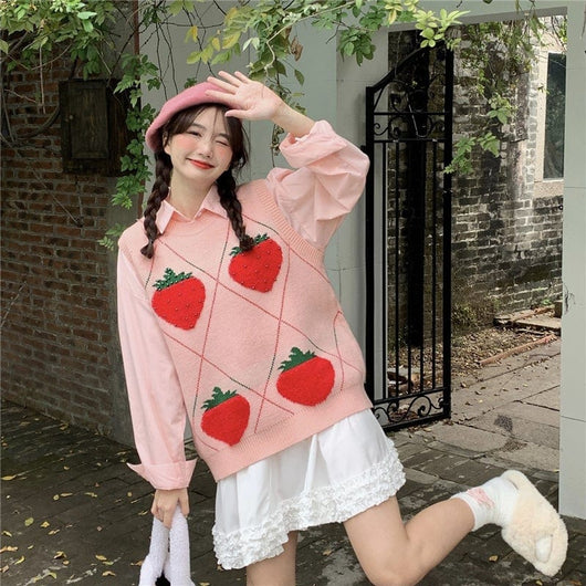 Women's Korean Style Cloud Knitted Loose Vest – Kawaiifashion