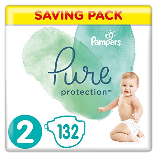 Pampers Pure Protection Size 2, 132 Nappies, 4-8 kg, Saving Pack, Made -  BRANDS CYPRUS