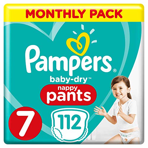 Pampers Baby-Dry Nappy Pants Size 7, 112 Nappy Pants, Monthly