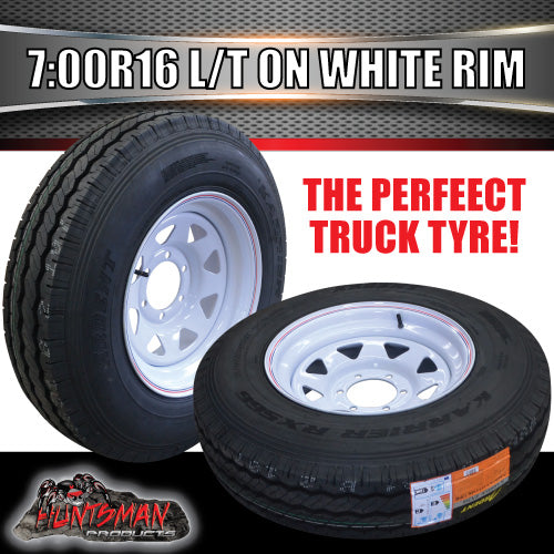 16x6" 6 stud white steel wheel & 7:00R16 L/T Truck tyre. 7.00 16
