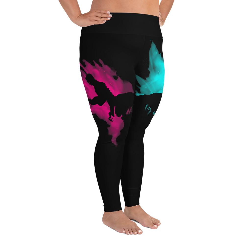 Plus Size Patterned Leggings Modernist Fuchsia/Turquoise – Loony