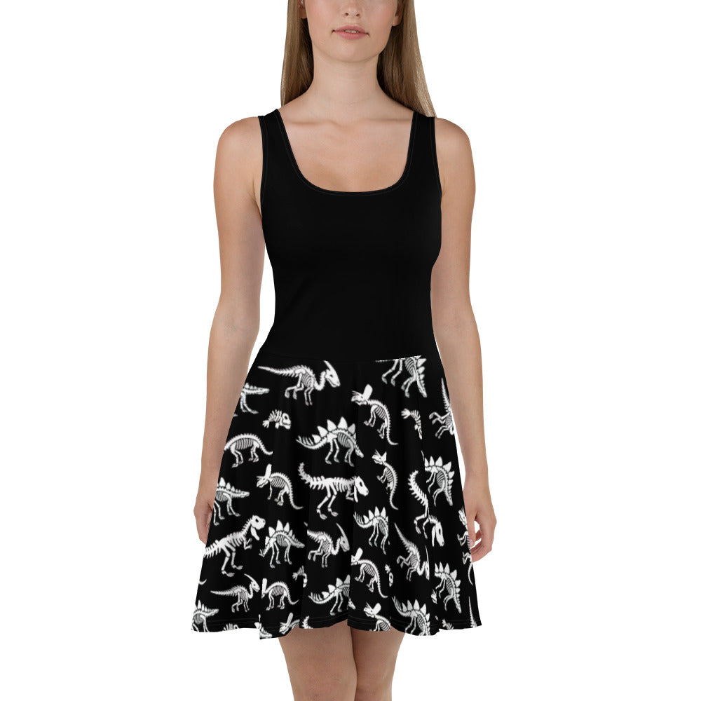 Black Dinosaur Skeletons Women S Dinosaur Dress