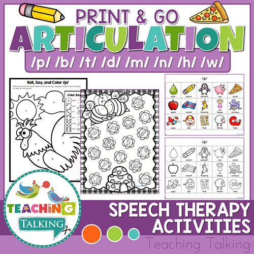 Print And Go Articulation Activities For P B T D M N H W Teaching Talking