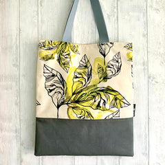 Organic cotton tote with yellow flowers from sustainable small shop