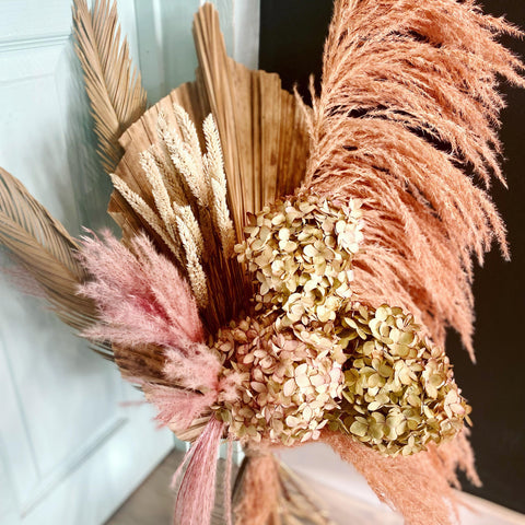 Eco-friendly and ethical pink bouquet of dried flowers 