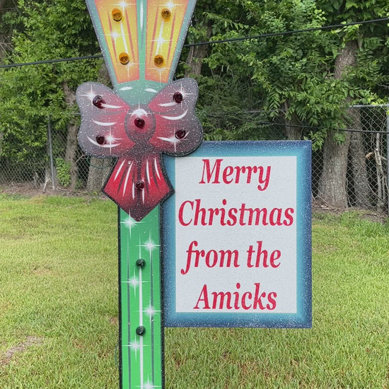 Personalized Lighted Christmas Lamp Post Sign