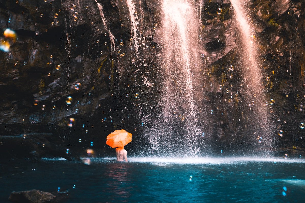 Waterfalls with Umbrella