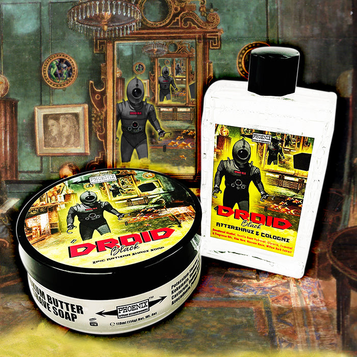 Droid Black Artisan Shave Soap & Aftershave / Cologne Bundle | Homage to Flo d Black| Original Formula