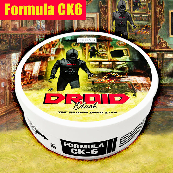 Droid Black Artisan Shaving Soap | Ultra Premium CK-6 Formula | Homage to Flo d Black  | 5 Oz