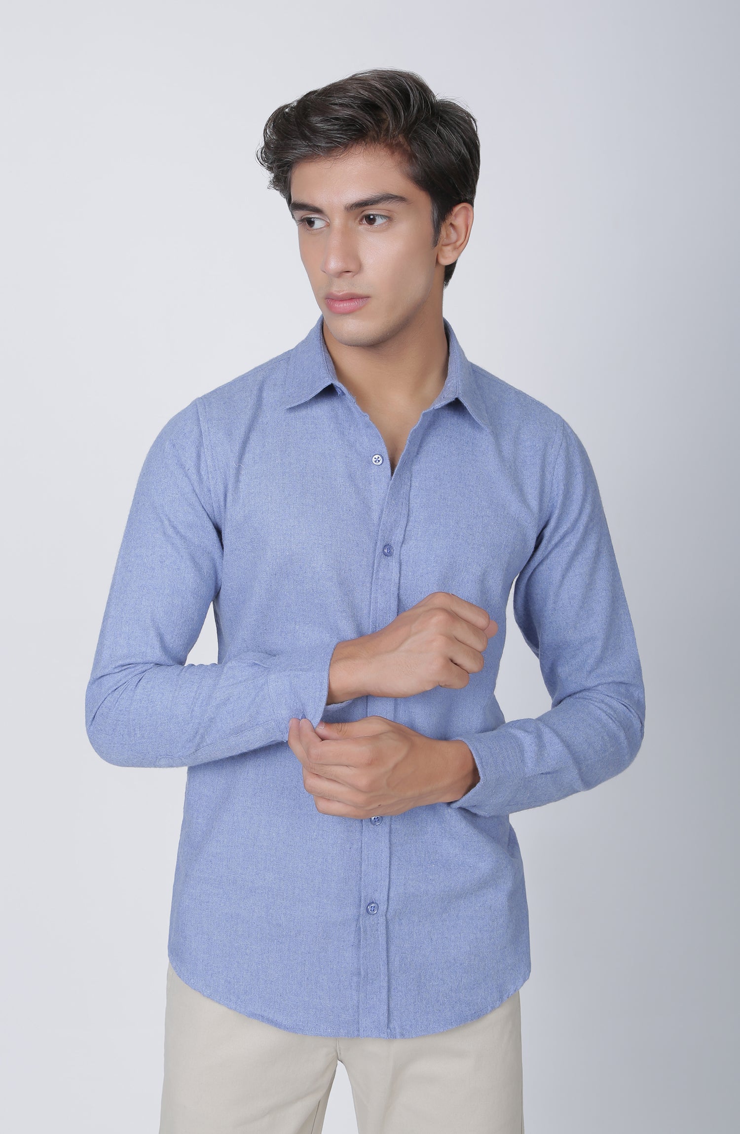 MWF605421-SOLID FLANNEL SHIRT-SKY-BLUE – Leisure Club Official