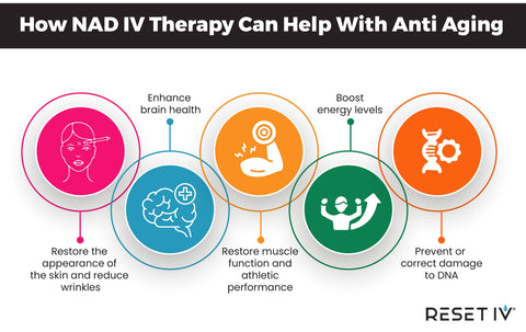 How NAD IV can help with anti aging infographic