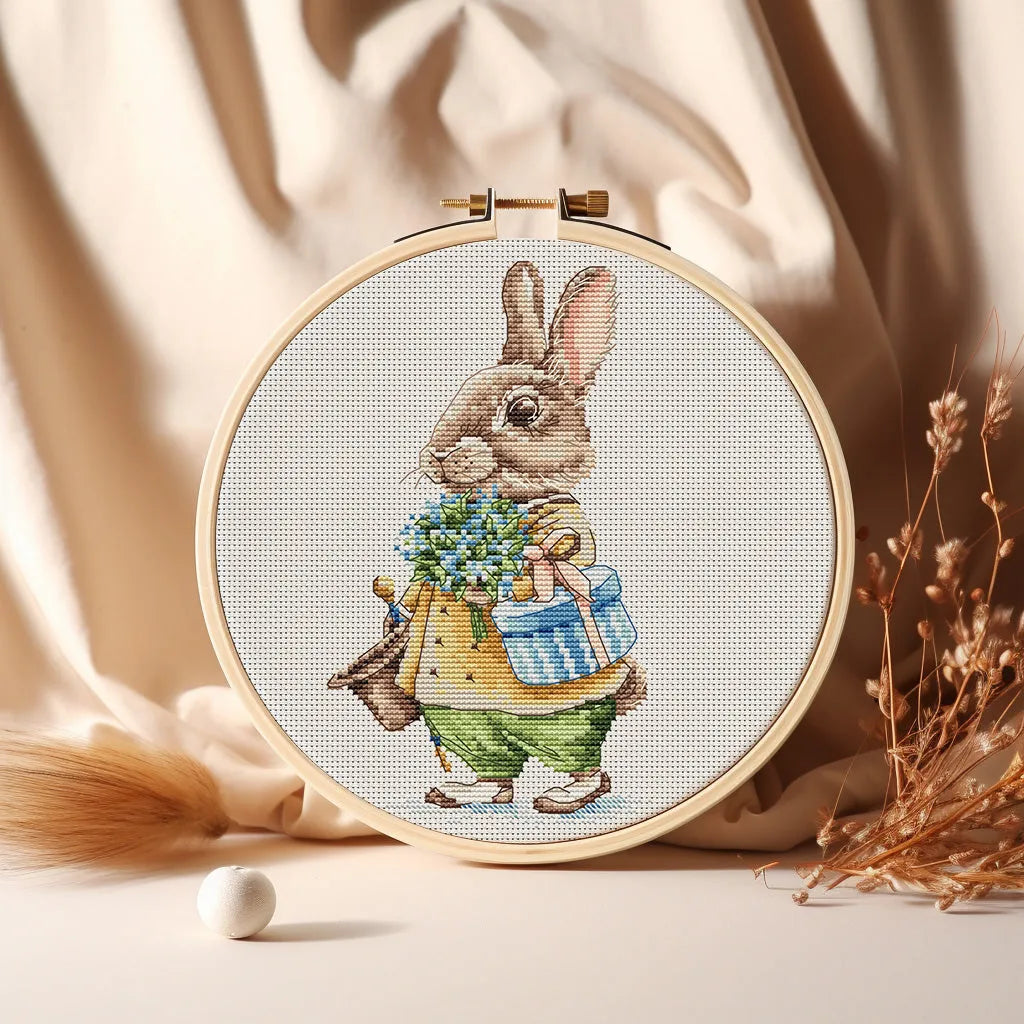 Bunny with Gift - PDF Cross Stitch Pattern