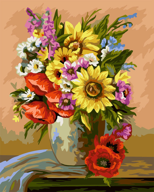 Paint by numbers for adults Sunny Bouquet - Summer Composition of