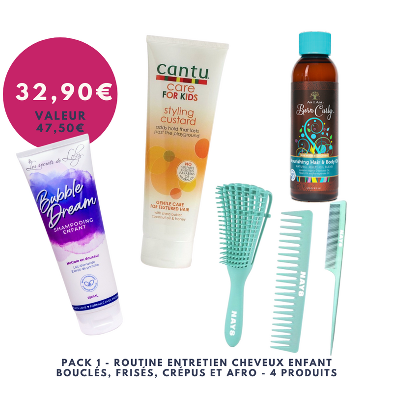 Pack 1 Routine Entretien Cheveux Enfant Bebe Boucles Frises Crepu Maroutine