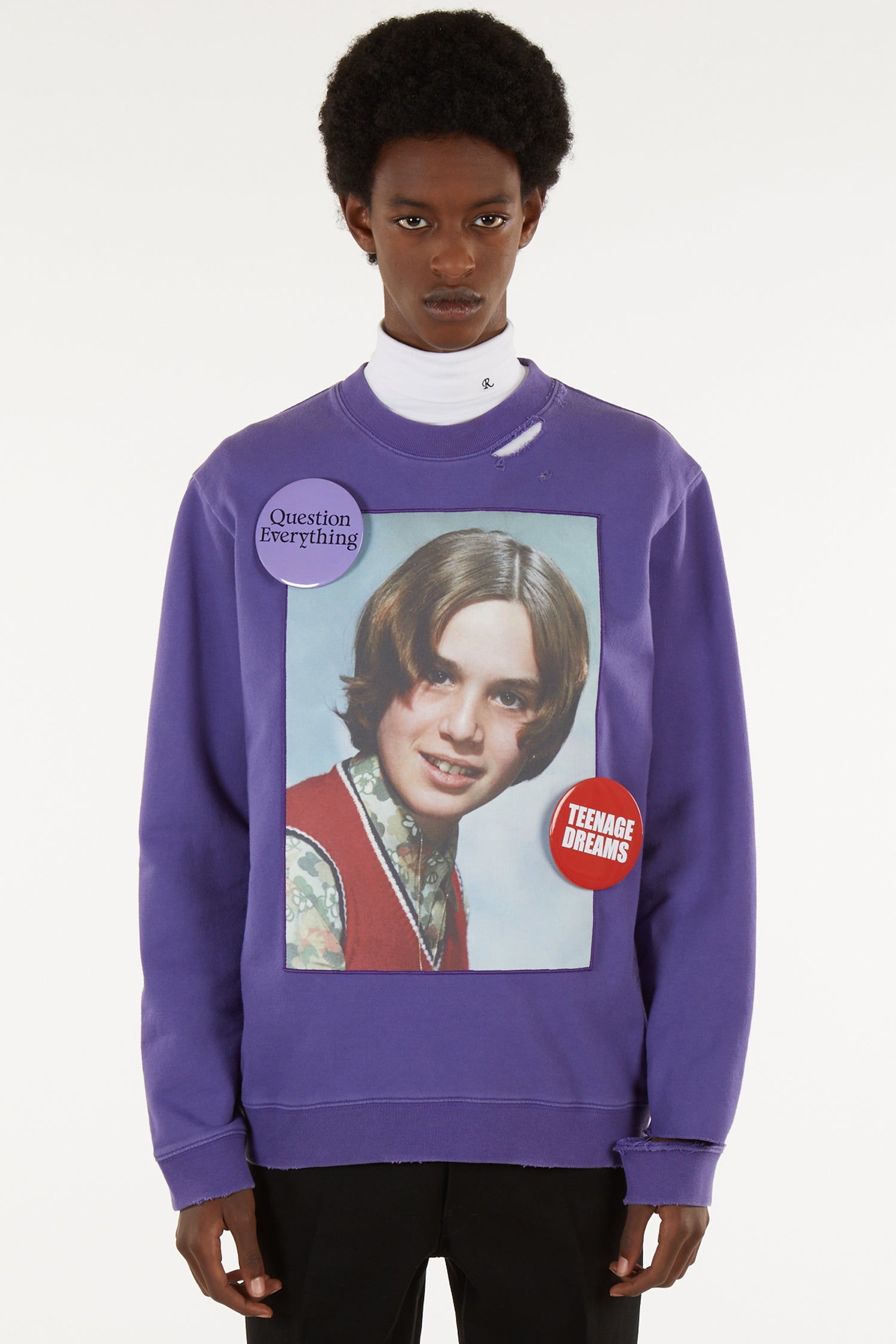 RAF SIMONS Destroyed crewneck sweater - スウェット