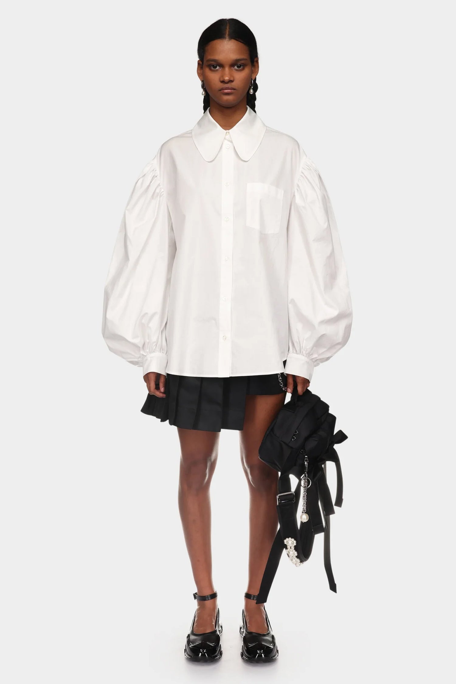 LONG PUFF SLEEVE BUTTON-UP SHIRT IN BLACK, SS23 - Zambesi Store