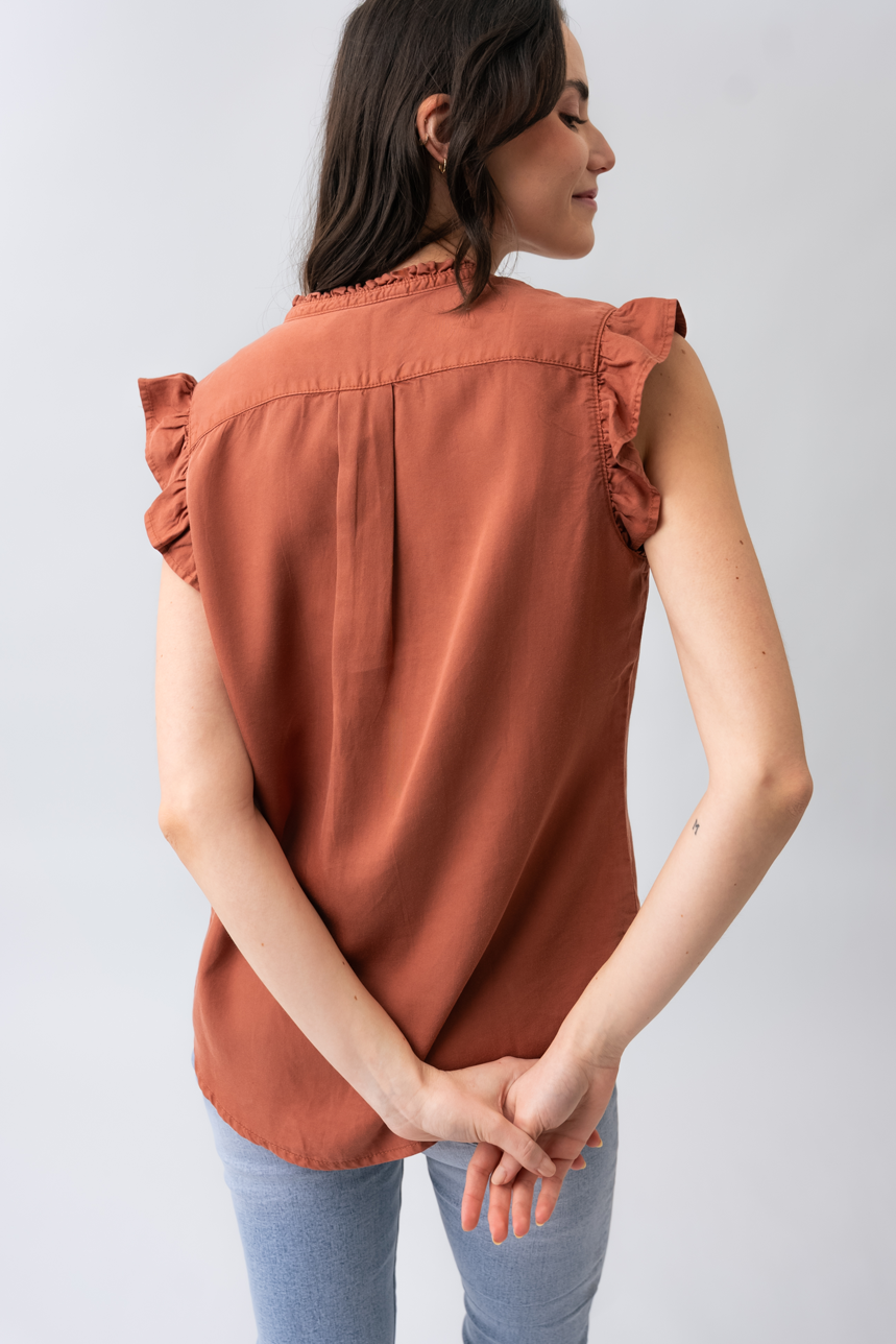 La blouse en tencel manches Ã  volants