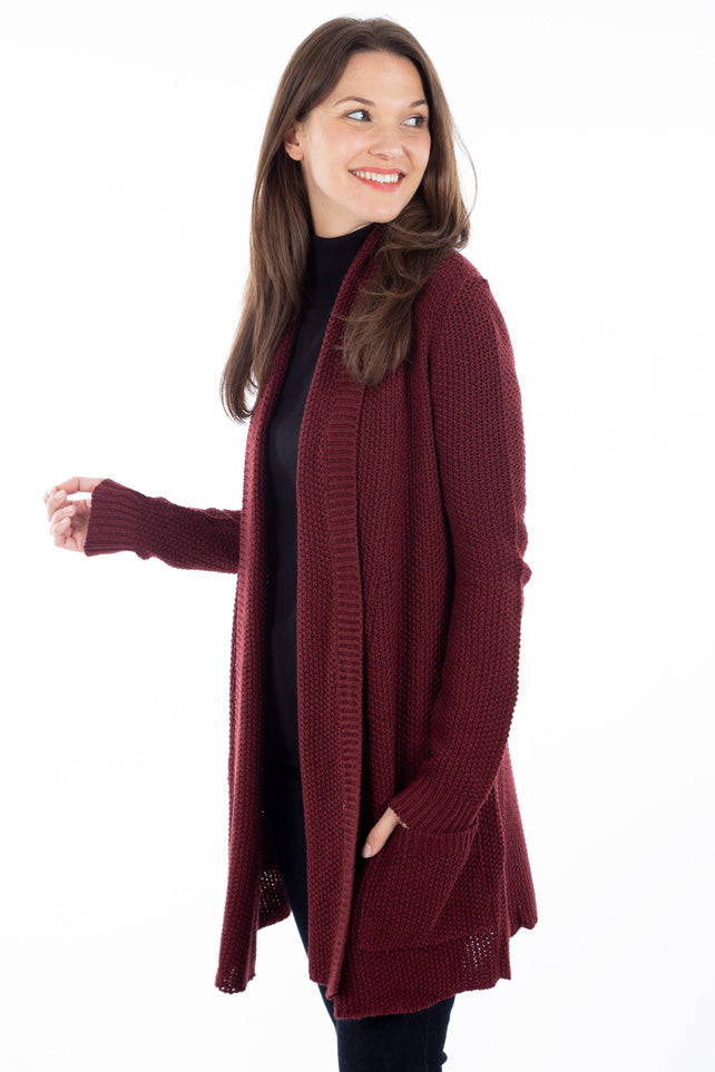 Cardigan uni mi-long | 4 couleurs