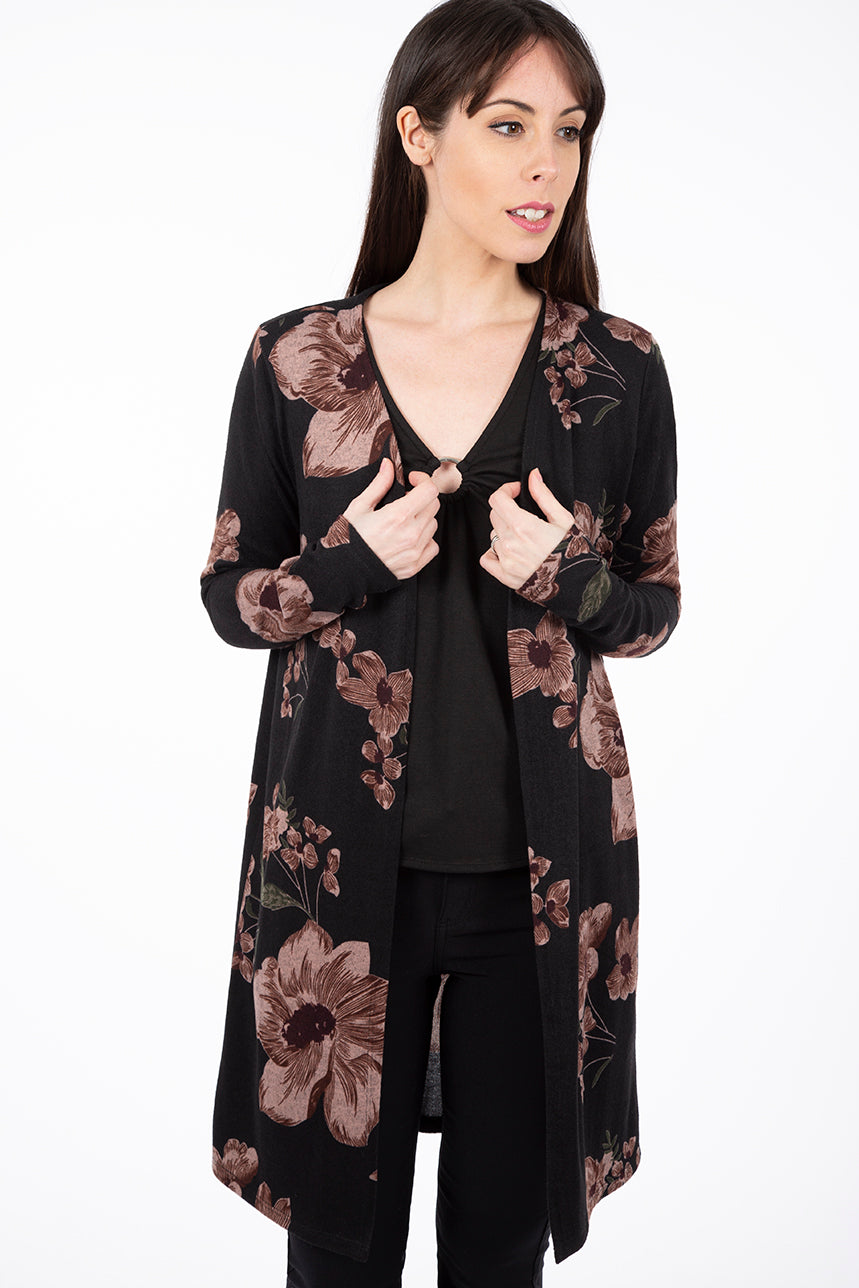 Cardigan fleuri long