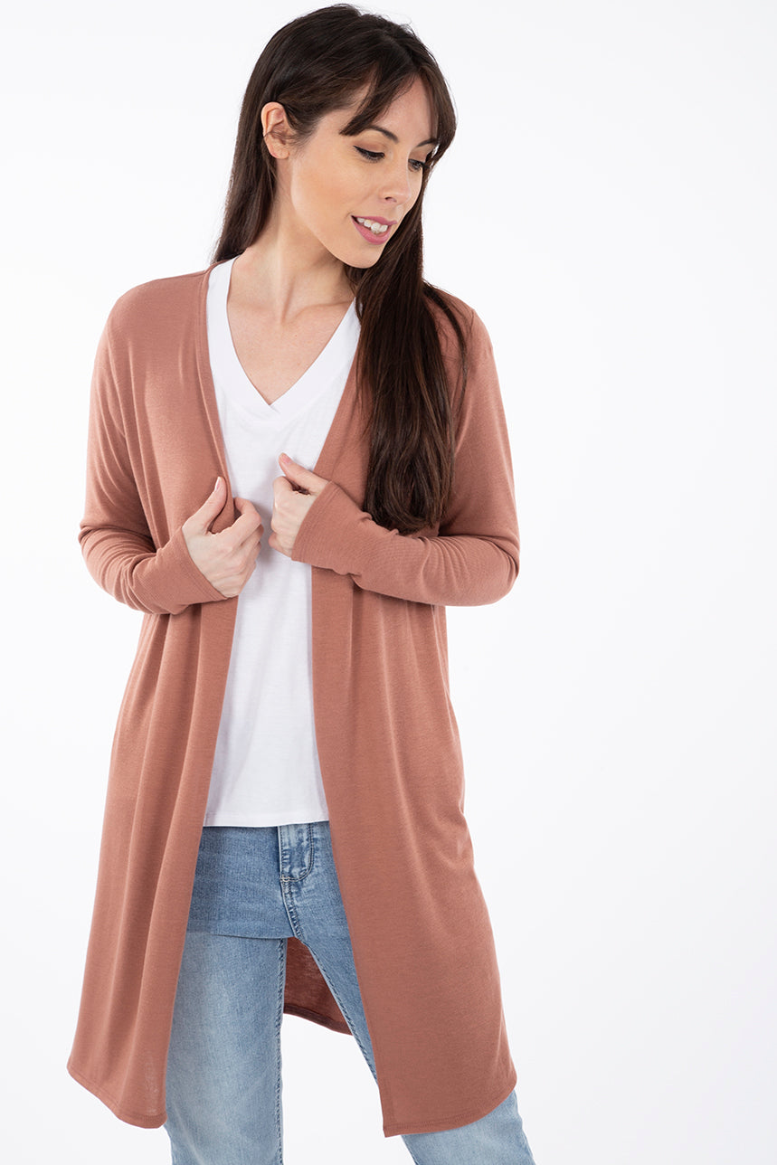 Cardigan uni long | 3 couleurs