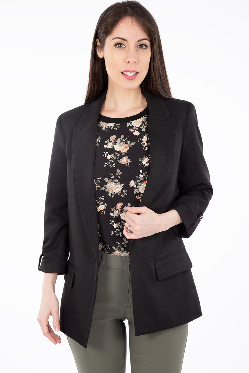 Blazer noir manches 3/4